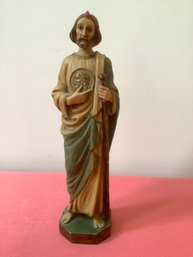 Saint Jude Vintage Plaster Altar Statue Made In Roman Italy