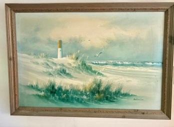 An Original Mid 20th Century American School Oil On Canvas, Beach Scene, Signed Antonio