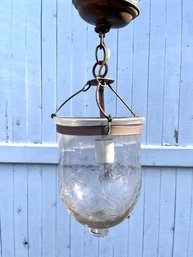 A Small Copper And Glass Vintage Bell Jar Lantern