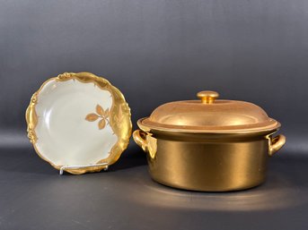 Vintage Hall Golden Glo French Casserole & Elite Works Limoges Plate