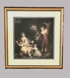 Ethan Allen Collection-Victorian Renaissance Style Print Children With Dog-Matted And Framed
