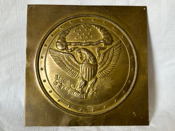 Vintage Brass United States 'great Seal' Eagle Placard Or Architectural Element