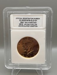 2012 24kt Gold Enriched Kennedy Half Dollar In Plastic Case