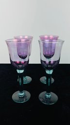 Beautiful Cranberry With Aqua Stem Wine Glass/Goblets