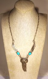 Southwestern Sterling Silver Native American Necklace W Turquoise