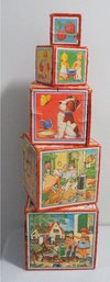 5pc Set Of Childs Paper Litho Nesting Blocks