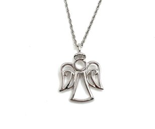 Lovely Italian Sterling Silver Chain With Angel Pendant