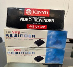 New& Never Used 2, 2 Way VHS Cassette Rewinder UV-820 Kinyo & Kinyo With Fast Forward VHS Rewinder Listed 80K5