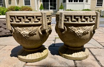 Pair Of  Solid Neoclassical Footed Cement Garden Planters