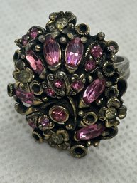 Stunning Vintage 1956 HOLLYCRAFT Rhinestone Ring