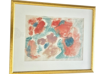 Framed Floral Watercolor In Lovely Gold Frame