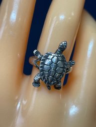 Vintage Articulated Sterling Silver Turtle Ring