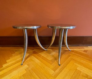 Polished Aluminum Side Tables With Horn-Shaped Legs