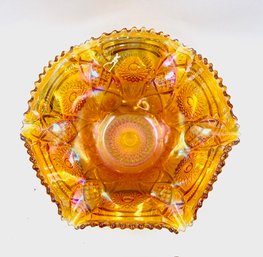 Vintage Fashion Marigold Carnival  Imperial Glass Ruffled Centerpiece Bowl