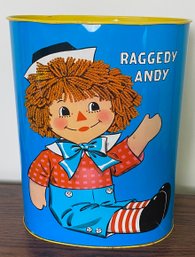 1972 Raggedy Ann And Andy Metal Trash Can