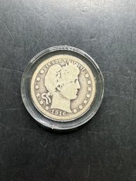 1916-D Barber Silver Quarter