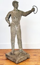 A Large Antique Cast Concrete Lawn Jockey, C 1930's