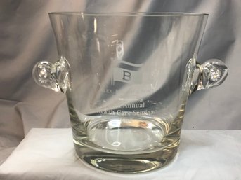 Fantastic Crystal TIFFANY & CO Ice Bucket - From 1995 With What Looks Like A Nautical Flag / Corporate Logo