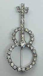 SPARKLING RHINESTONE GUITAR BROOCH