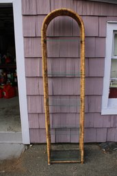 Vintage Mid Century Rattan Storage Unit With Five Glass Shelves - Lot One