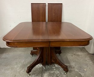 Walnut Victorian Table With Two Leaves Circa 1880
