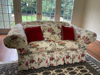 Beautiful Drexel Heritage Skirted Floral Loveseat With Pillows