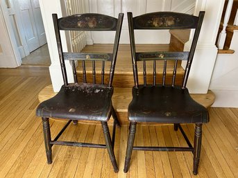 Pair Of Antique Painted Chairs