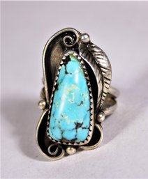 Vintage Native American Southwestern Sterling Silver And Turquoise Ring Size 6