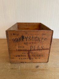 Wooden Vegetable Crate Honeysuckle Tom Thumb Peas Clinton Canning NY