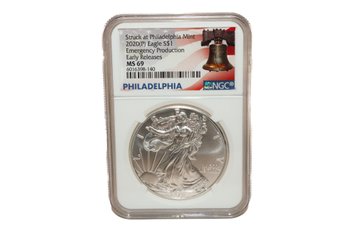 2020P Silver Eagle Struck At Philadelphia Mint $1 NGC Early Releases MS69