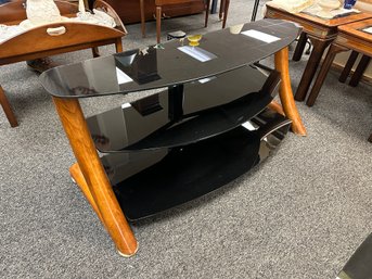 Three Tiered Black Glass Table