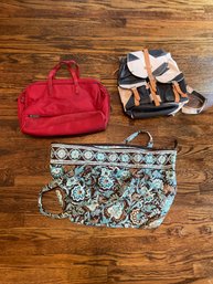 Amazing 3 Piece Travel Luggage Tote Backpack Lot Tumi Herschel Vera Bradley!!