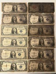 11 $1 Silver Certificates 1 $2 Bill Red Seal