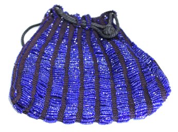 Victorian Glass Beaded Purse In Blue