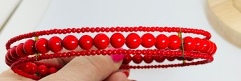 RED BEAD WIRE WRAP CHOKER NECKLACE