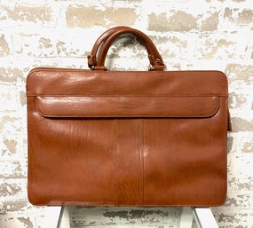 Camel Tone Leather Attache Case/ Briefcase - New