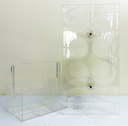 Vintage Modern Lucite - A Wine Rack And Flatware Caddy