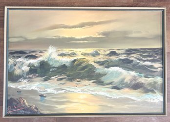 Oil On Canvas Framed & Signed Ocean Scene Print