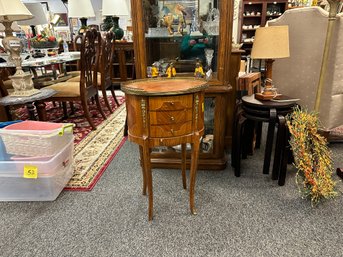 Beautiful Victorian Side Table With 3 Small Drawers And Brass Trim