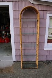 Vintage Mid Century Rattan Storage Unit With Five Glass Shelves Larger - Lot Two