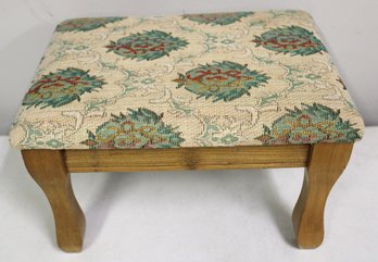 Vintage Late 20th Century Upholstered Oak Foot Stool
