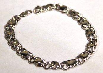 Sterling Silver Heart Linked Charm Bracelet 7' Long