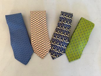 4 HERMES France Mens Designer Silk Neckties