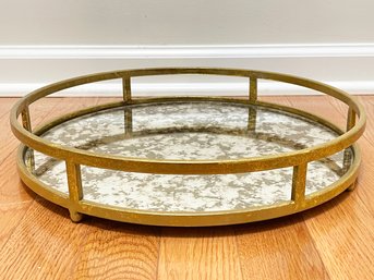 A Mercury Glass And Brass Vanity Or Cocktail Tray