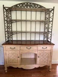 French Country Style Distressed Wood & Iron Hutch-baker's Rack 86' H X 60' W  ( READ Description)