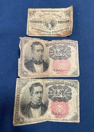 3 Pieces Of Antique US Fractional Currency