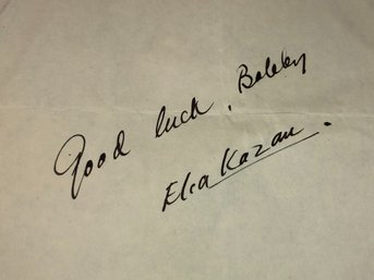 Authentic ELIA KAZAN Autograph - Obtained By Paul Osborne Same Day / Time As Henry Fonda - Very Nice !