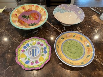 Gorgeous 4 Piece Ceramic Serving Multicolor Serving Bowl Set Droll Caleca & More