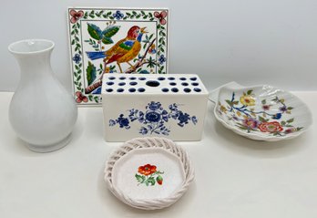 Vintage Limoges Shell Plate, France & Other European Porcelain Serveware & Vase