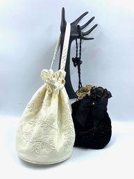 Two Vintage Bridal/victorian Style Cinch Bags